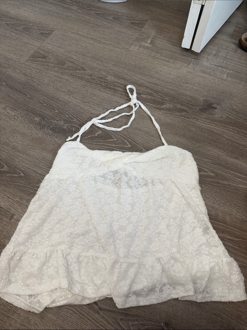 White Lace Halter Ruffle Summer Top